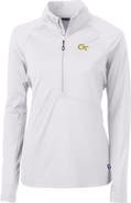 Cutter & Buck Women's Cutter & Buck White Georgia Tech Yellow Jackets Adapt Eco Knit Half-Zip Pullover Jacket