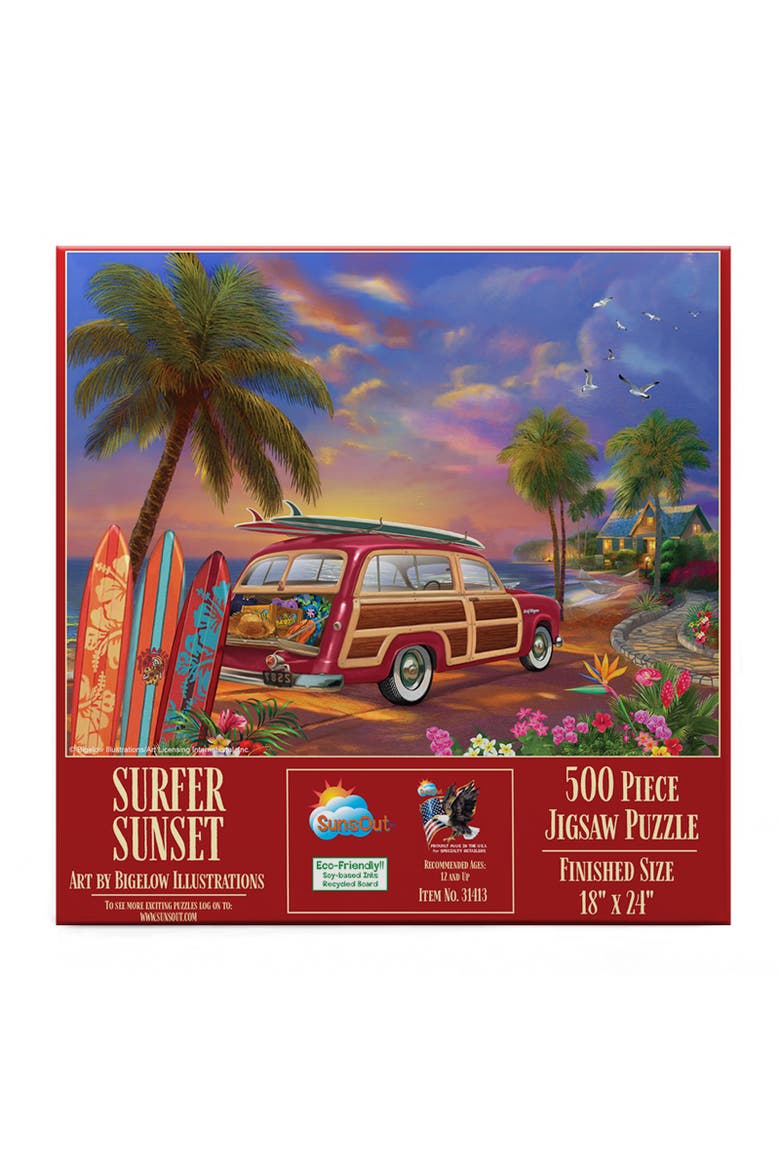 Surfer Sunset 500 piece Jigsaw Puzzle for Adults, Alternate, color, Multicolor