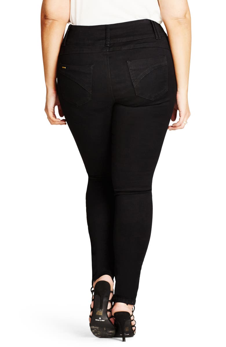 City Chic Asha Stretch Skinny Jeans, Alternate, color, Black