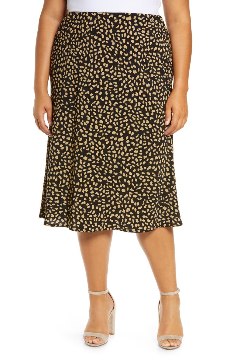 Midi Skirt, Main, color, BLACK MODERN SPOTS