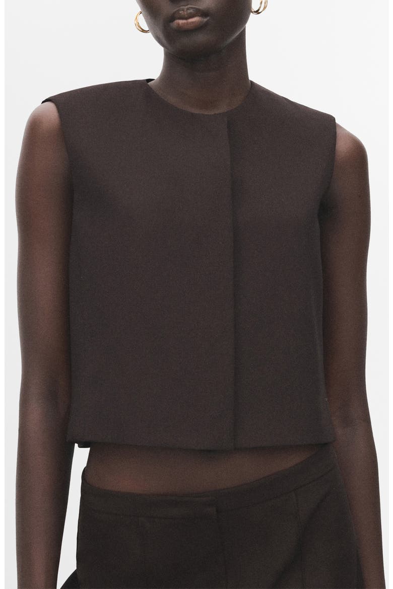 Sleeveless Snap-Up Crop Top, Main, color, GREY