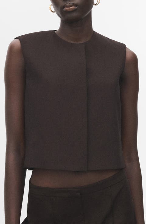 Sleeveless Snap-Up Crop Top