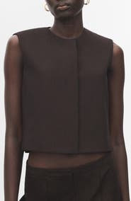 MANGO Sleeveless Snap-Up Crop Top