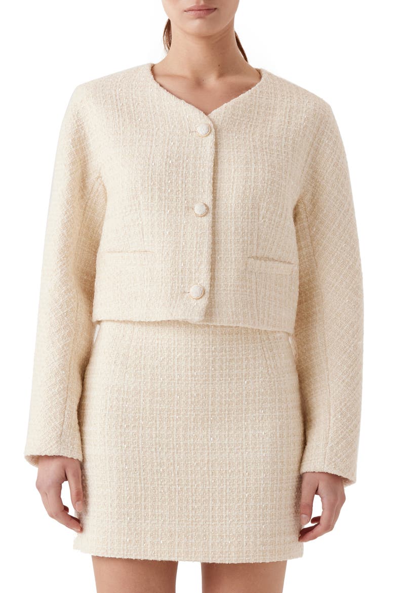 Eloise Tweed Jacket, Main, color, CREAM