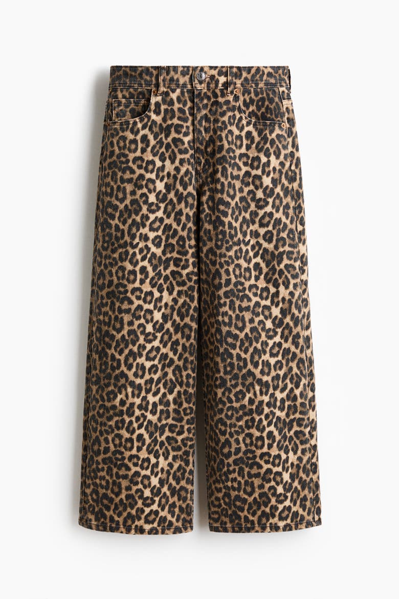 Wide High Waist Ankle Jeans, Alternate, color, Beige/leopard print