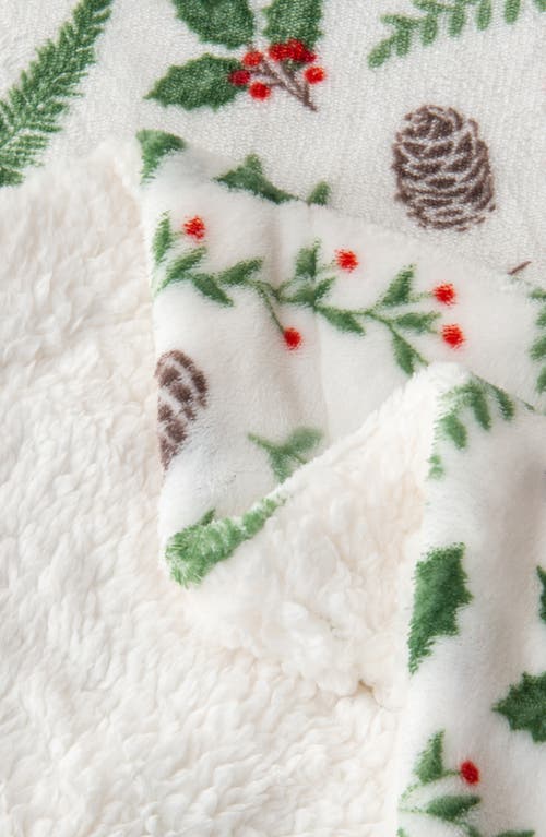 Woven & Weft Holiday Print Reversible Faux Shearling Throw Blanket