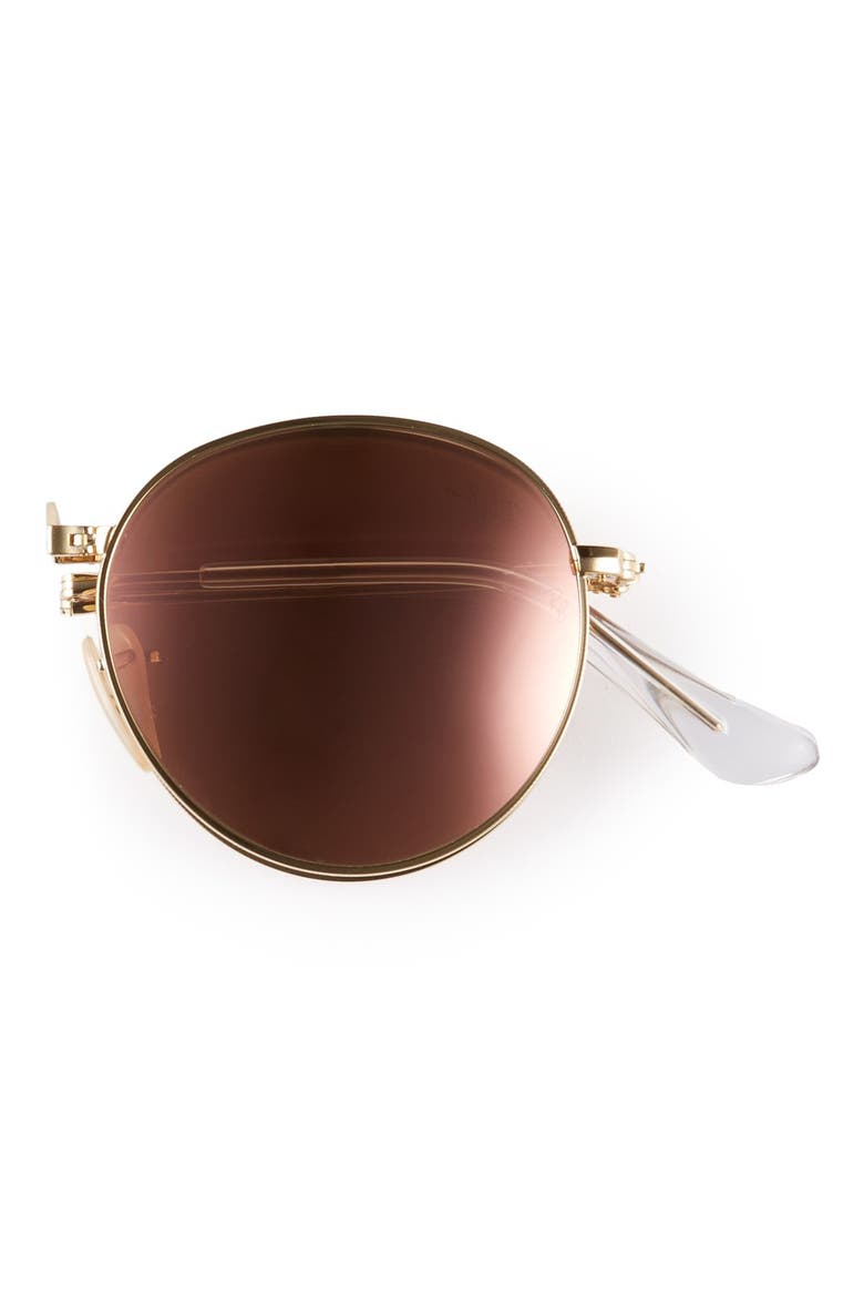 Icons 50mm Folding Sunglasses, Alternate, color, GOLD/ BROWN MIRROR PINK