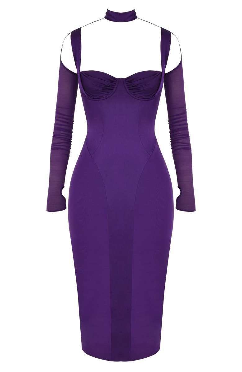 HOUSE OF CB Talika Body-Con Midi Dress, Alternate, color, Grape