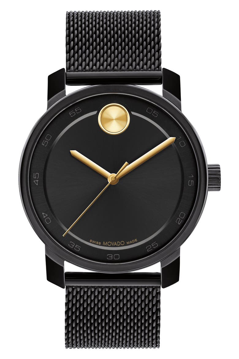 Bold Access Mesh Strap Watch, 41mm, Main, color, BLACK