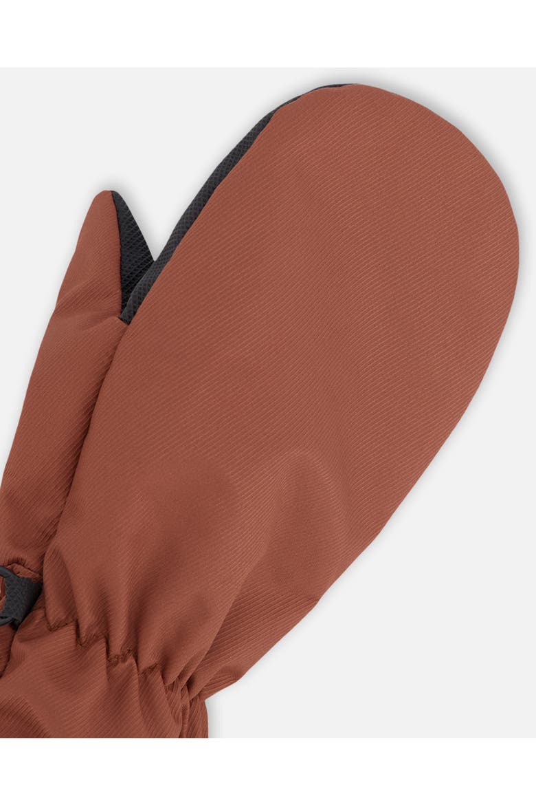 Boy Mid-Season Mittens in Recycled Polyester, Alternate, color, Brown