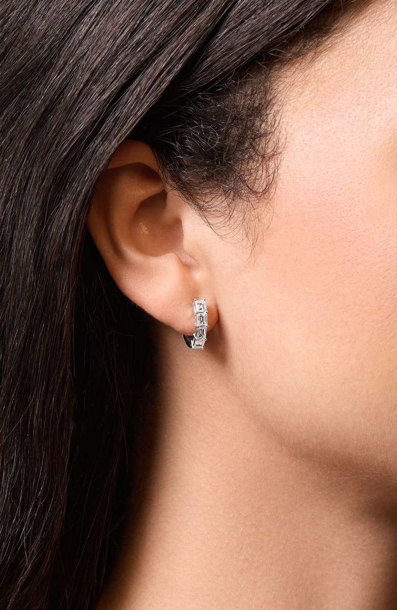 Bony Levy Gatsby Diamond Huggie Hoop Earrings, Alternate, color, 18K White Gold