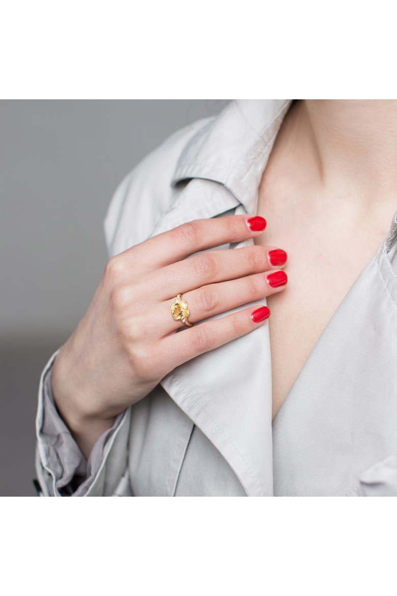 Gemstone and Diamond Cocktail Ring 10k, Alternate, color, Citrine/Yellow Gold