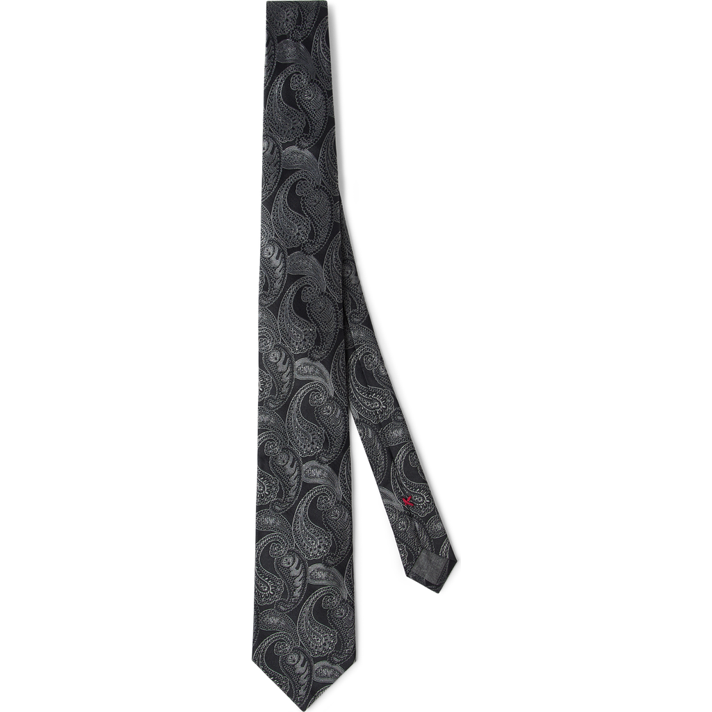 Brunello Cucinelli Silk Tie With Pattern In Medium Grey