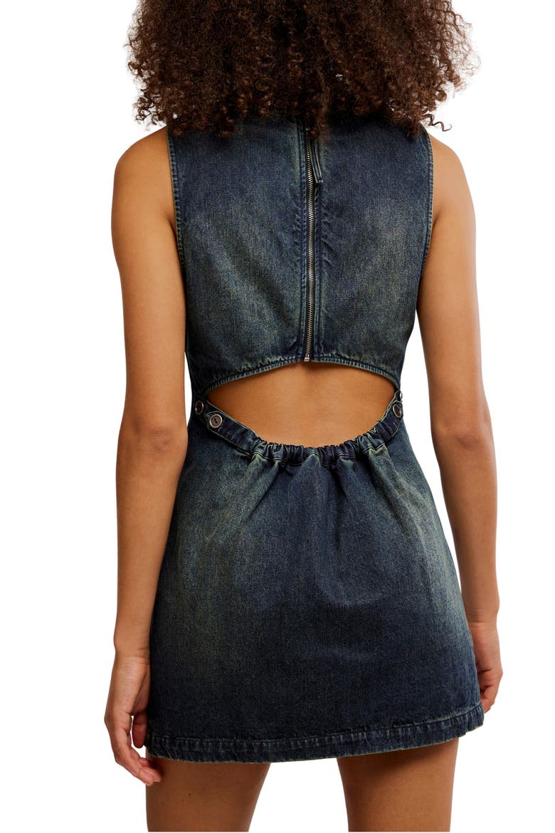 Atlas Cutout Denim Minidress, Alternate, color, VINTAGE INDIGO