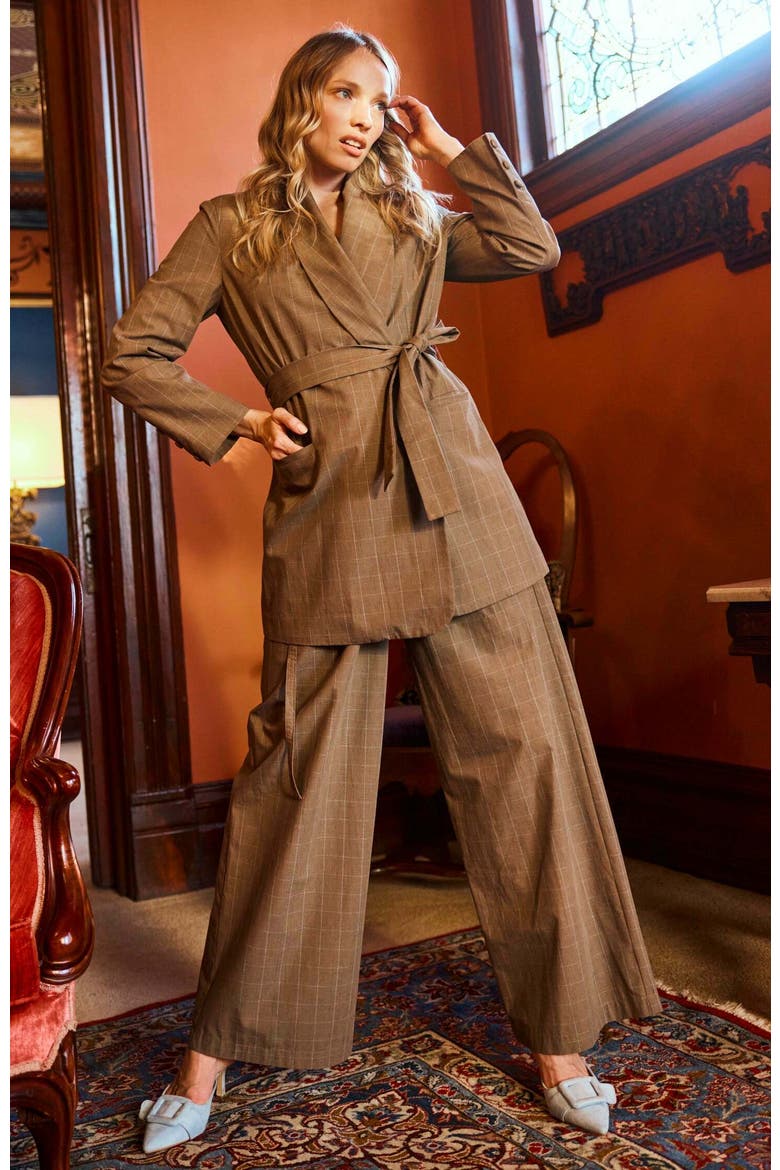 Blazer With Waist Tie, Alternate, color, Coco Check