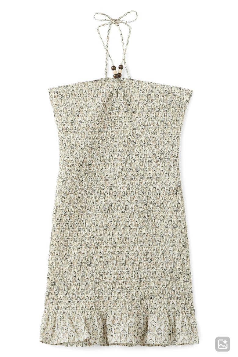 Smocked Metallic Halter Neck Minidress, Main, color, OFF WHITE