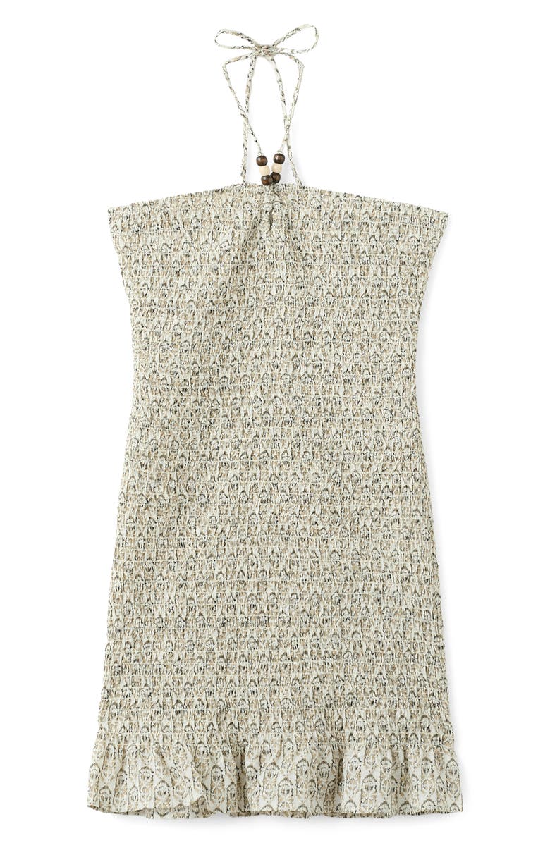 MANGO TEEN Smocked Metallic Halter Neck Minidress, Main, color, Off White