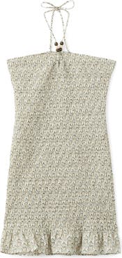 MANGO TEEN Smocked Metallic Halter Neck Minidress