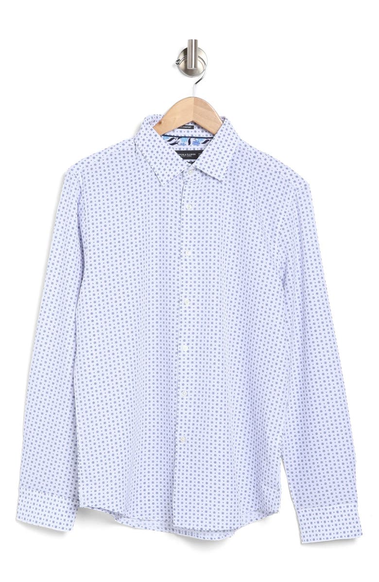 DENIM AND FLOWER Dot Print Dressy Tech Button-Up Shirt, Alternate, color, 