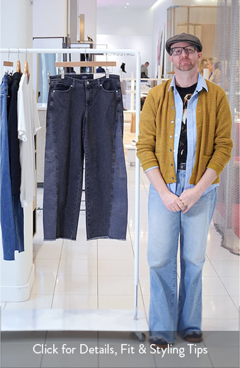 Teresa Two-Tone Frayed Hem Wide Leg Jeans, sales video thumbnail