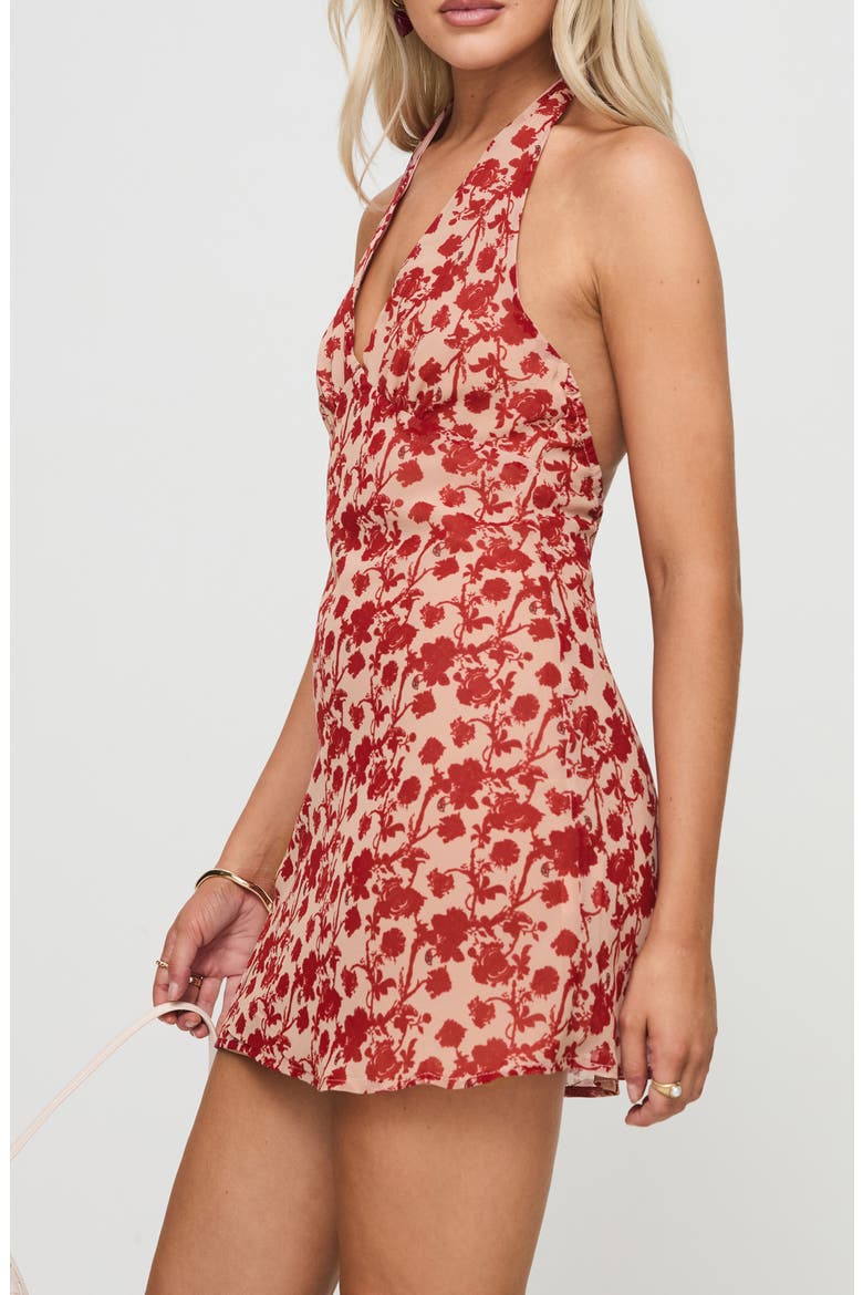 Neelia Floral Halter Minidress, Alternate, color, RED