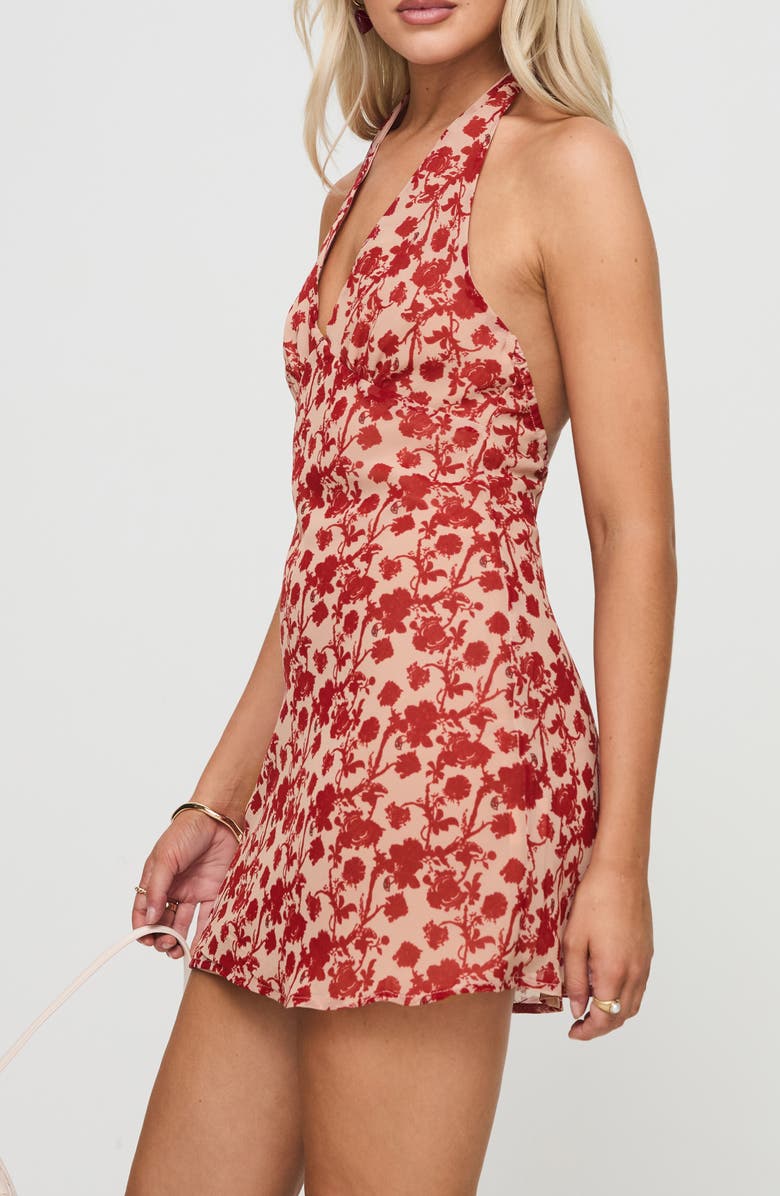 Princess Polly Neelia Floral Halter Minidress, Alternate, color, Red