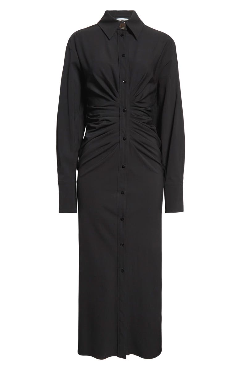 SPORTMAX Pirania Ruched Long Sleeve Midi Shirtdress, Alternate, color, Black