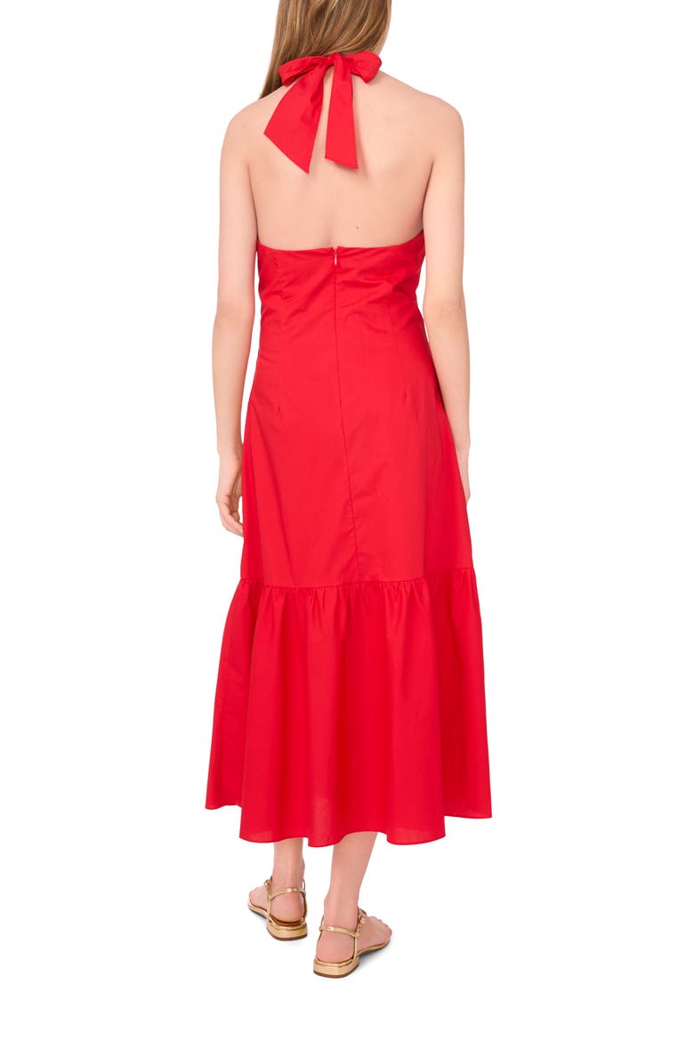Halter Neck Tie Back Midi Dress, Alternate, color, GOJI BERRY