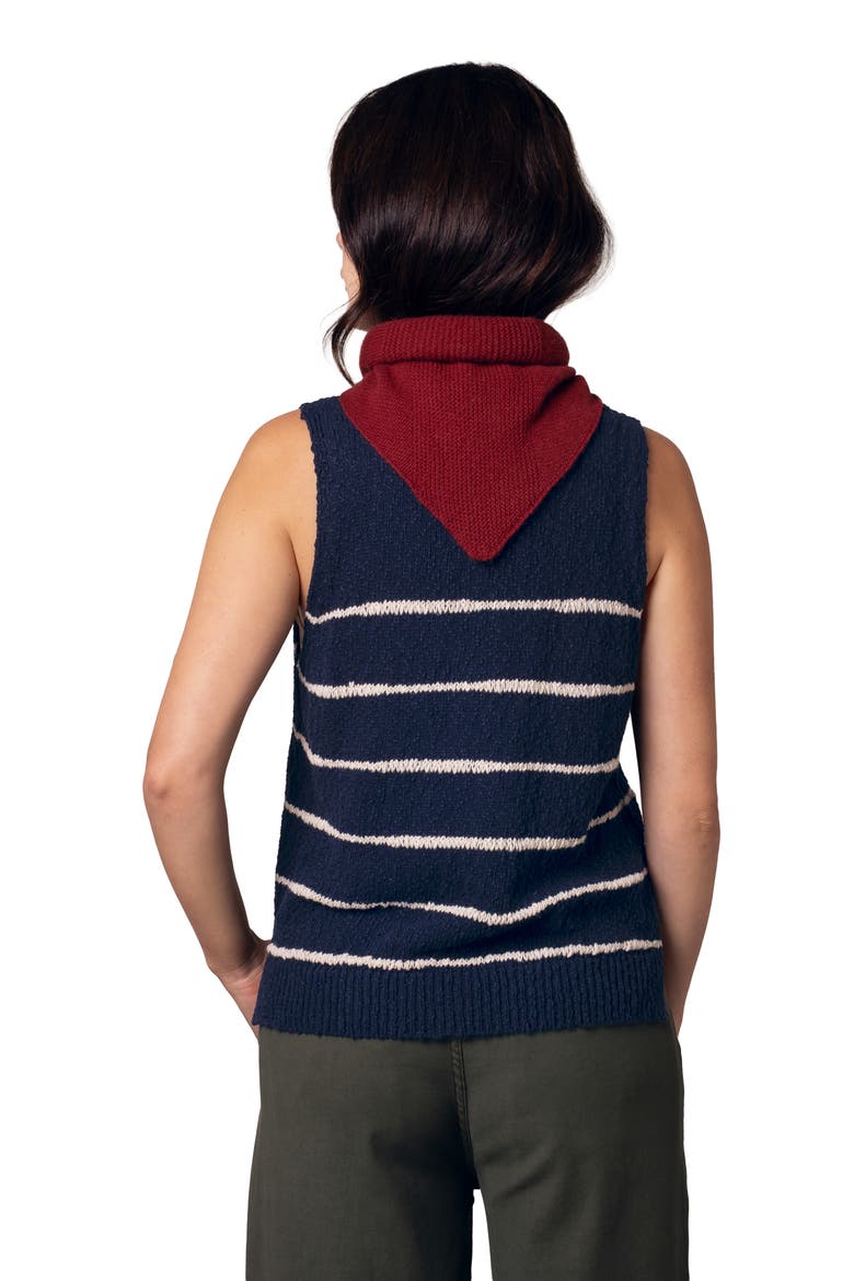 Drop Stitch Knitted Vest Top, Alternate, color, Navy / Ecru