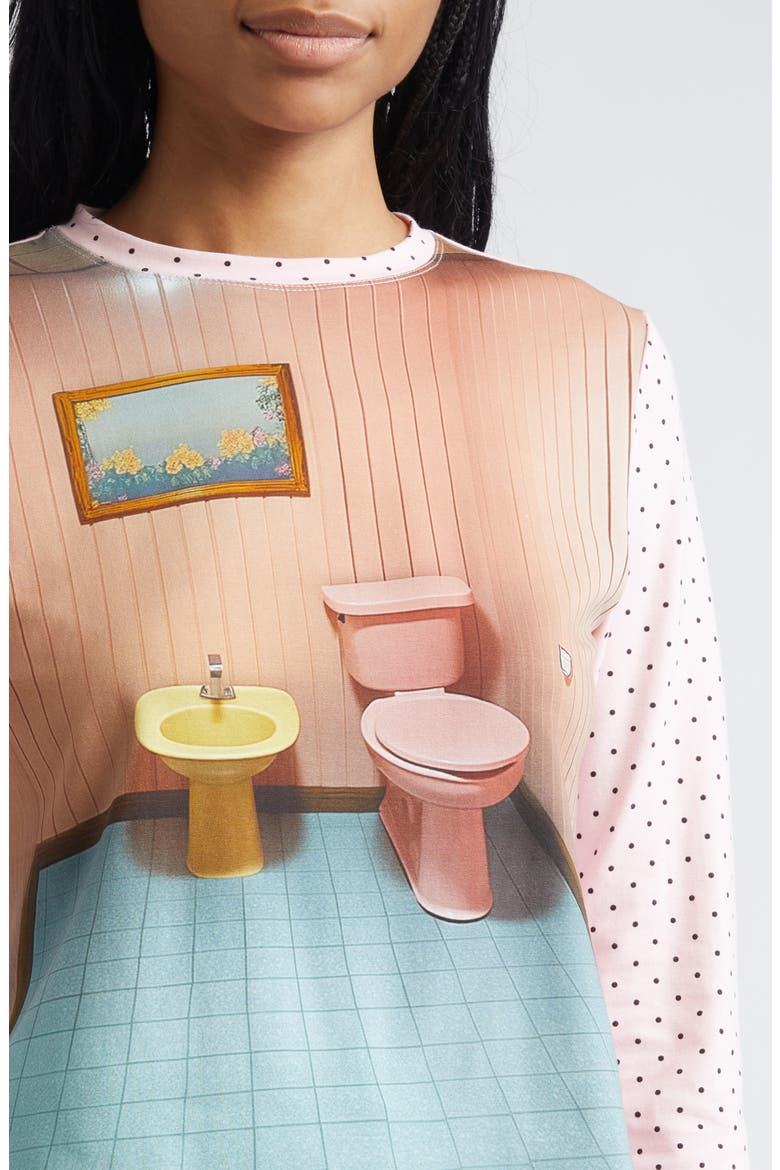 トップス Ashley Williams / L/S T-SHIRT / BATHROOM Ashley Williams Bathroom Print Long Sleeve Cotton T-Shirt (Women