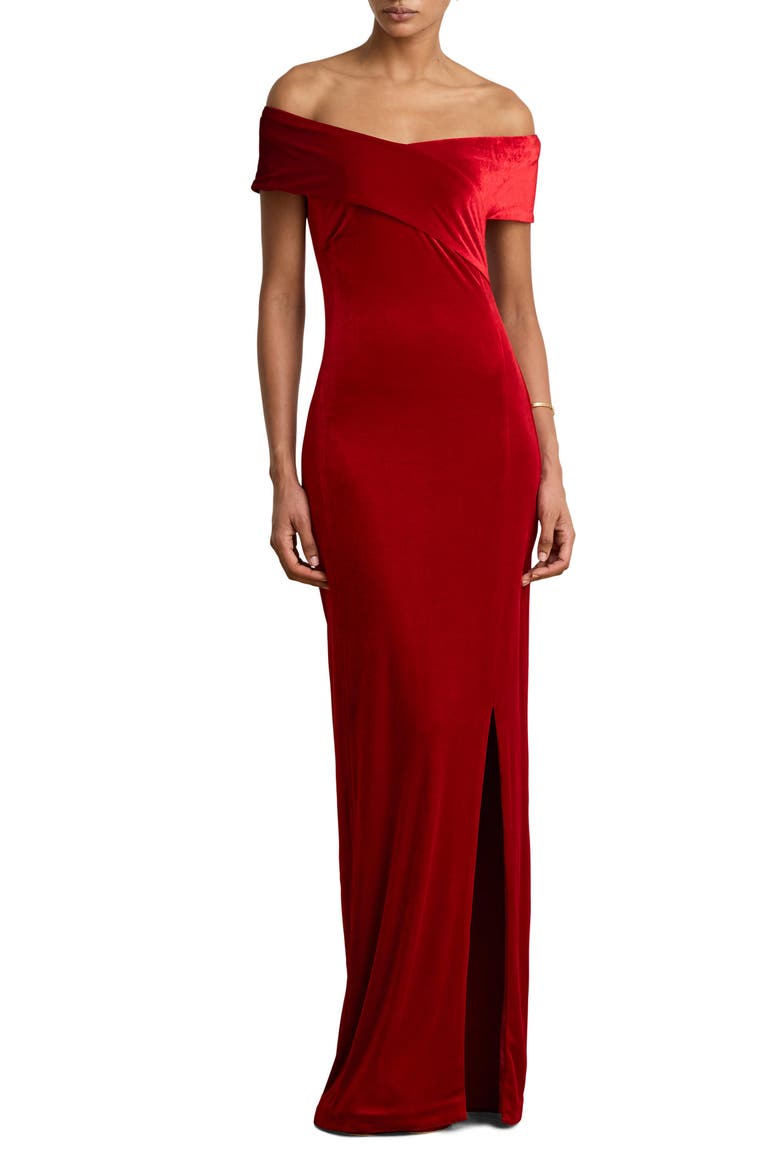 Luxe Velvet Column Dress, Main, color, LAUREN RED VELVET