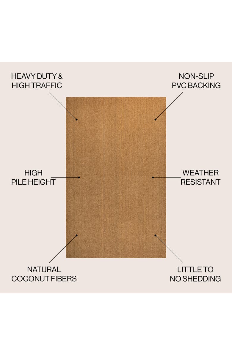 JONATHAN Y Peater Classic Casual Commerical Natural Coir Indoor/Outdoor Mat, Alternate, color, Light Brown