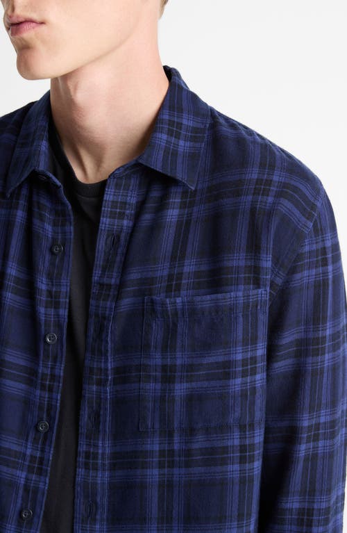 Vince Big Horn Plaid Separate Placket Classic Fit Button Down Shirt In Blue