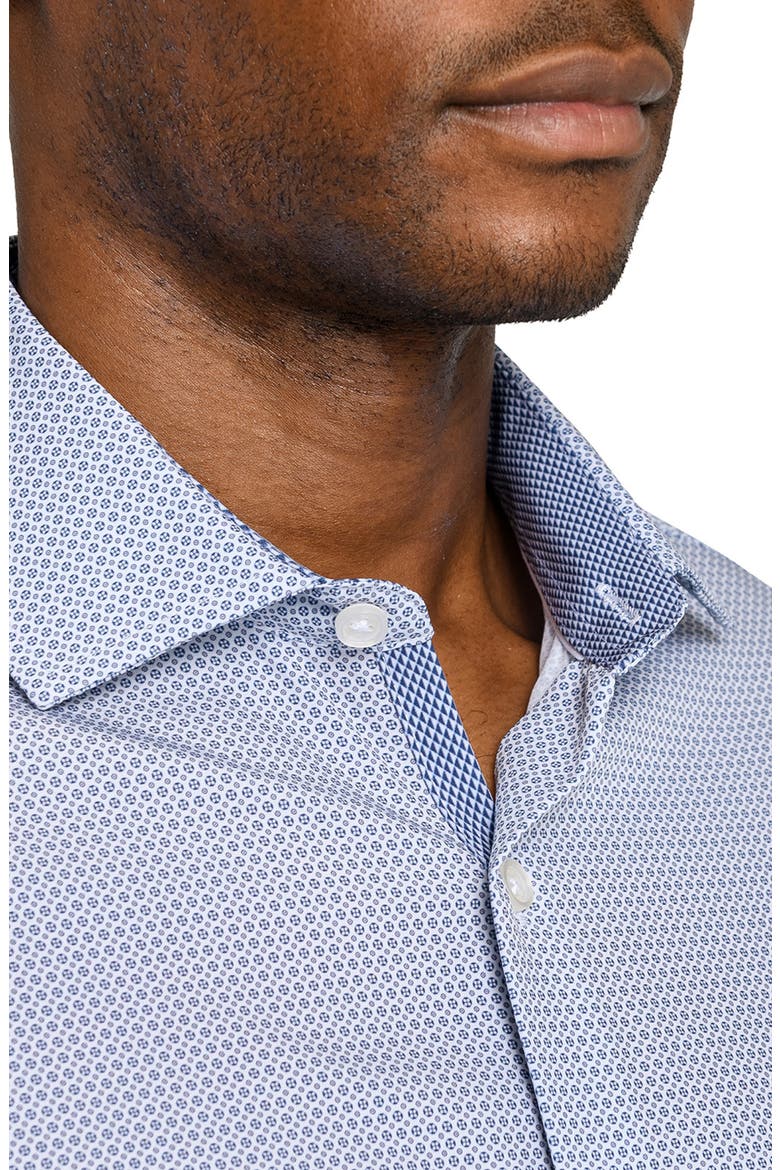 Slim Fit Octagon Geo Performance Dress Shirt, Alternate, color, WHITE/ BLUE