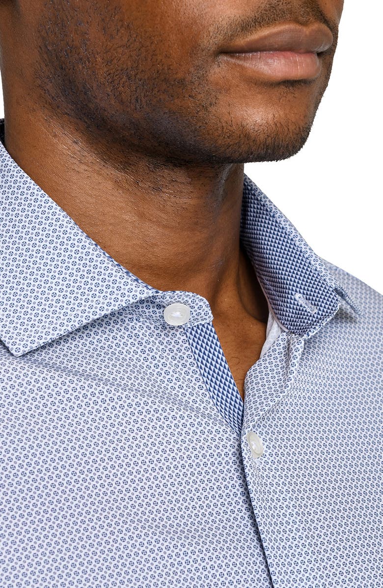 W.R.K Slim Fit Octagon Geo Performance Dress Shirt, Alternate, color, White/ Blue