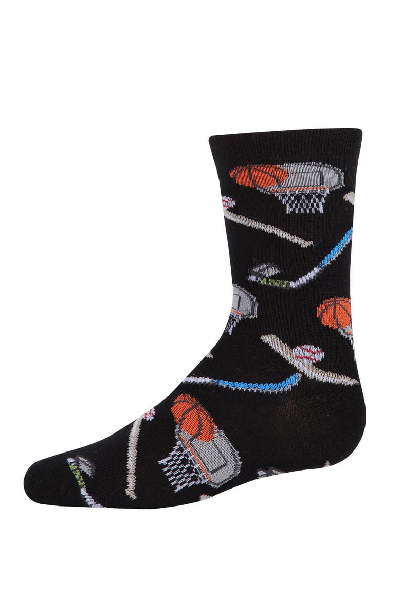 MeMoi Sports Crew Socks, Main, color, Black