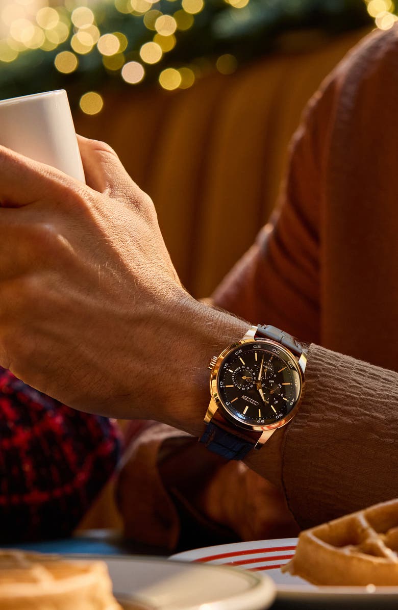 Citizen Corso Eco-Drive Leather Strap Watch, 44mm, Alternate, color, Brown