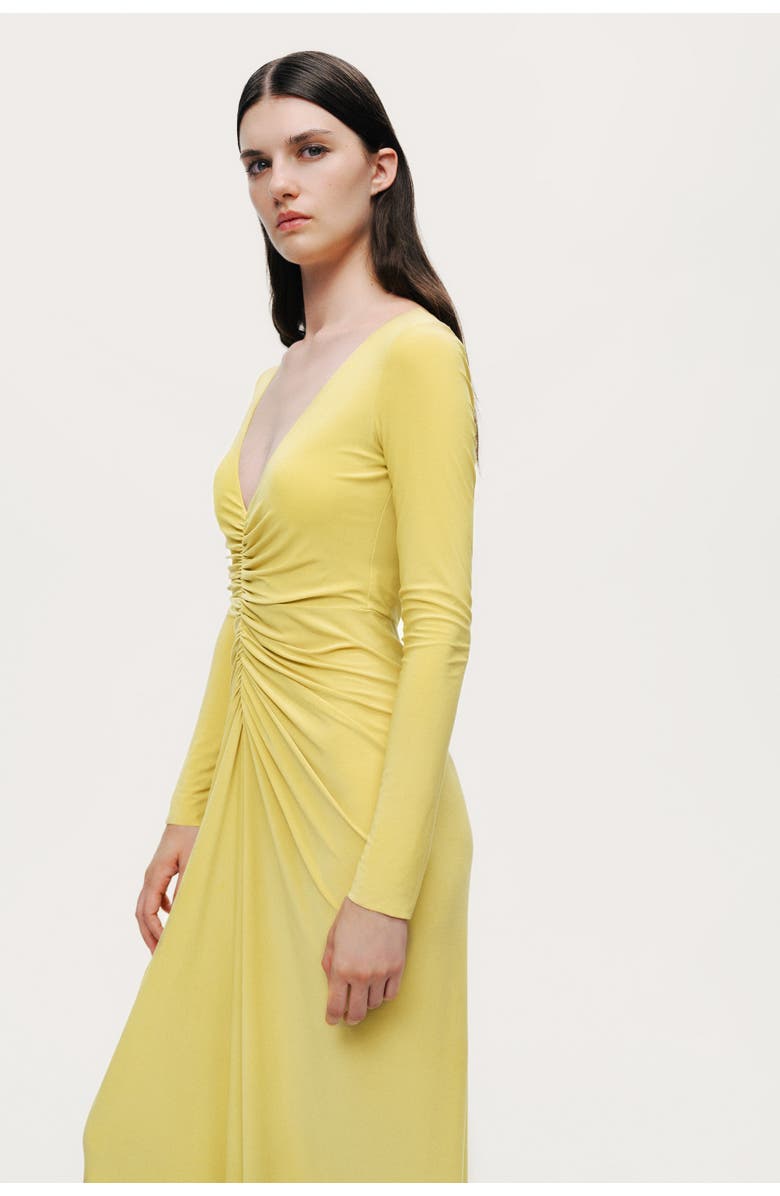 Nocturne Draped Cowl-Front Column Dress, Alternate, color, Yellow