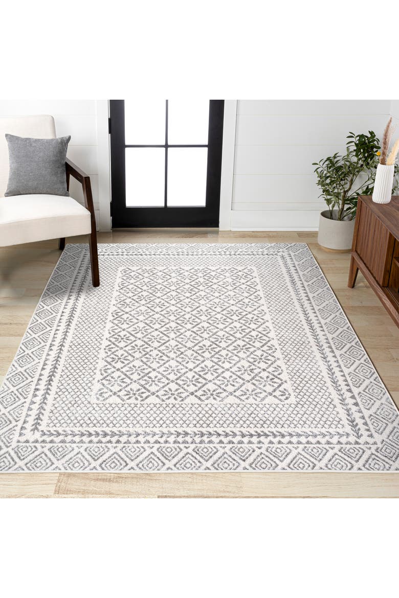 Athens Modern Geometric Boho Area Rug, Alternate, color, Gray/Cream