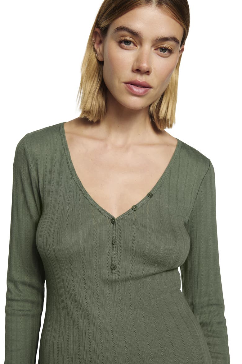 Pointelle Rib Henley Pajama Top, Alternate, color, DESERT SAGE