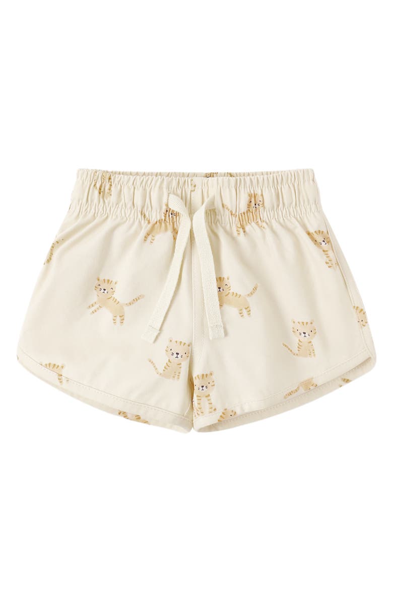 QUINCY MAE Tiger Print UPF 50+ Swim Trunks, Main, color, Natural