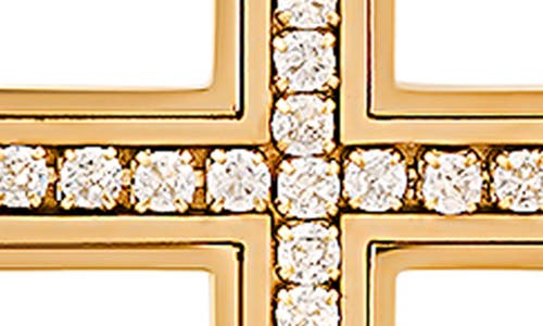Hmy Jewelry 18k Gold Plated Stainless Steel Cubic Zirconia Cross Pendant Necklace In Gold