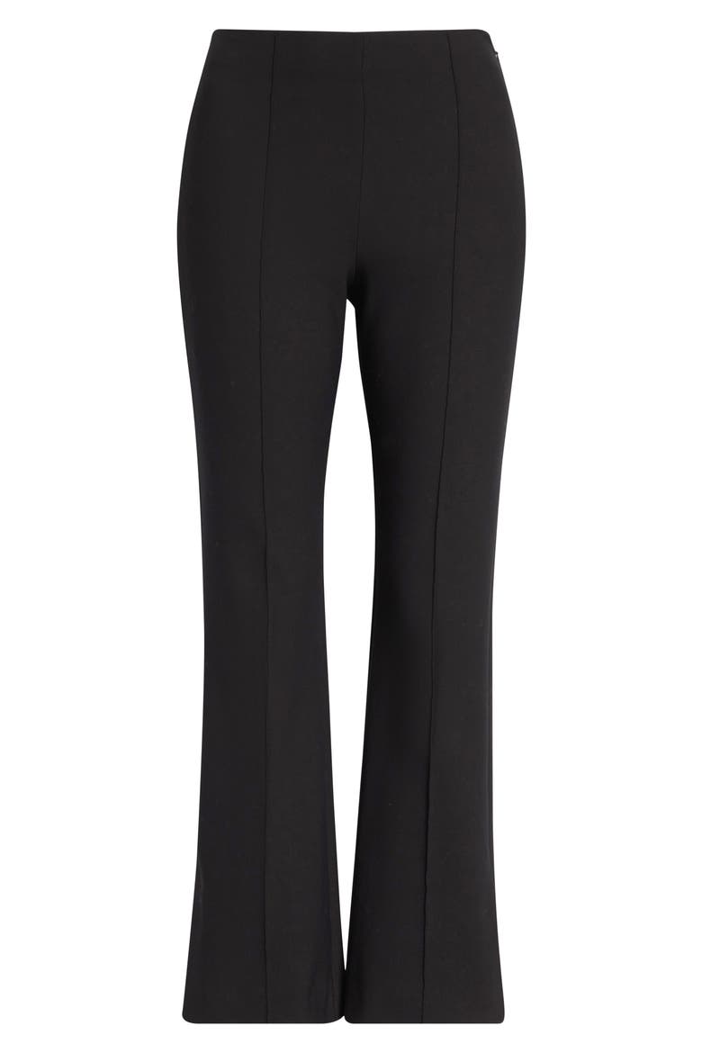 Mid Rise Crop Flare Pants with Side Split Hem, Alternate, color, BLACK