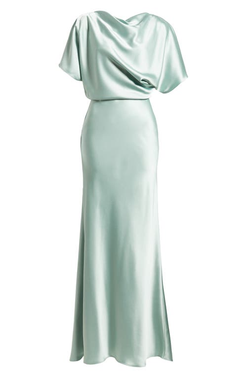 Amsale Blouson Bodice Bias Cut Satin Gown In Sage