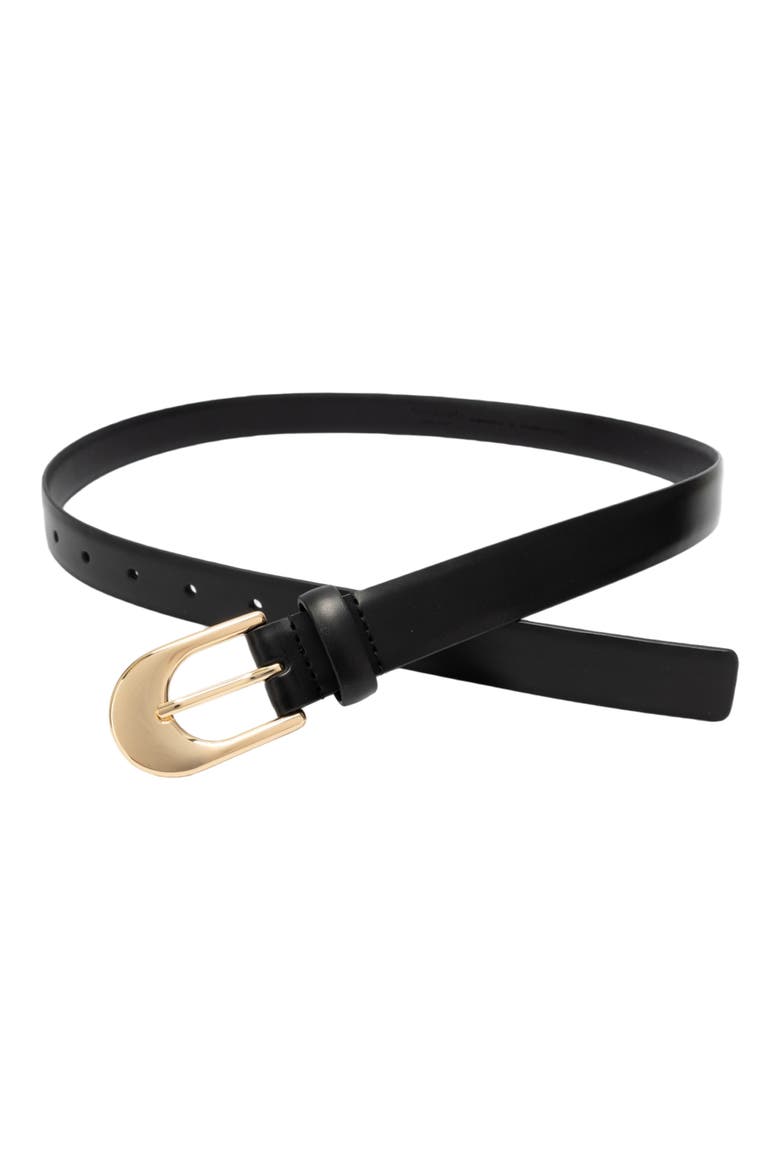 25mm Leather Slide Buckle Belt, Alternate, color, BLACK