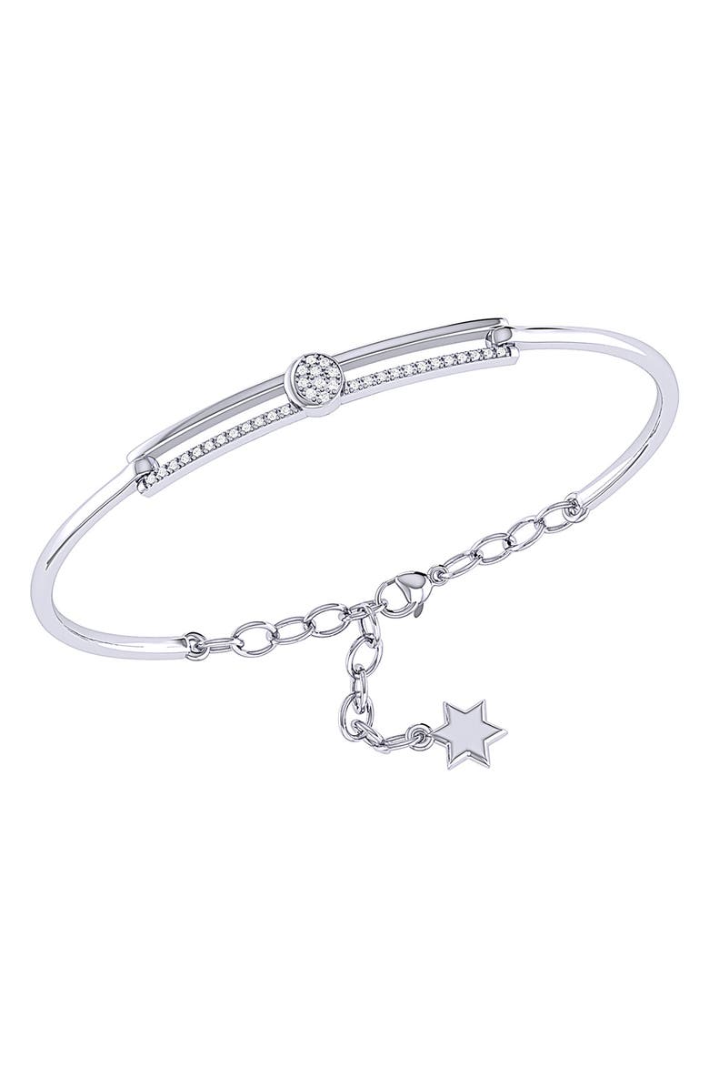 LuvMyJewelry Moon Lit Phases Diamond Bangle Bracelet, Alternate, color, Silver