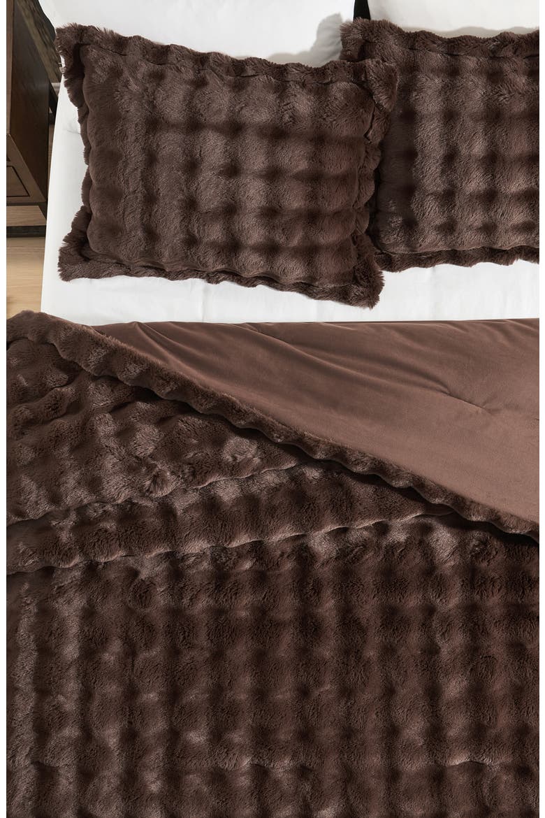 Bubble Faux Fur 3-Piece Comforter Set, Main, color, BROWN
