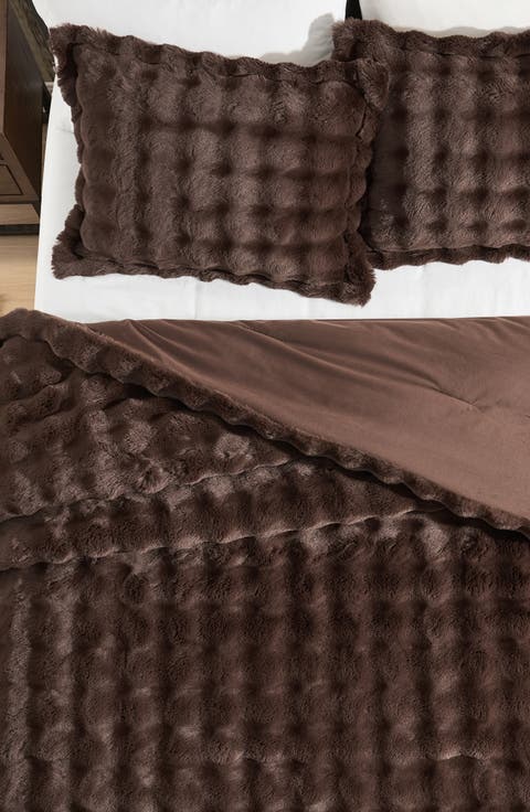 Bubble Faux Fur 3-Piece Comforter Set