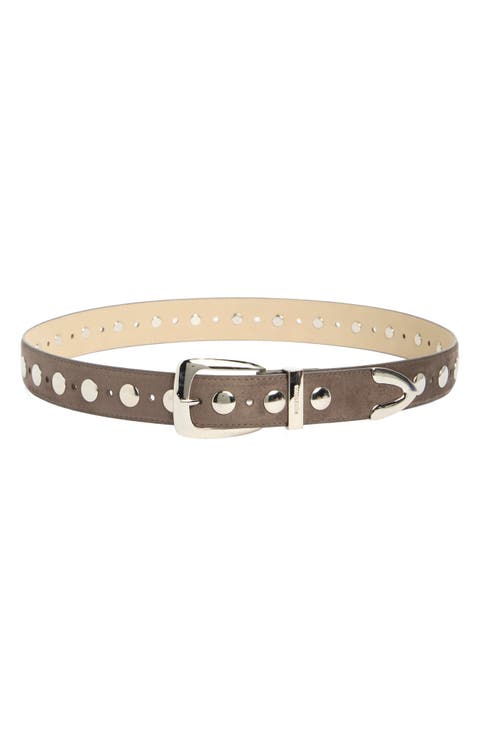 Studded Faux Suede Belt