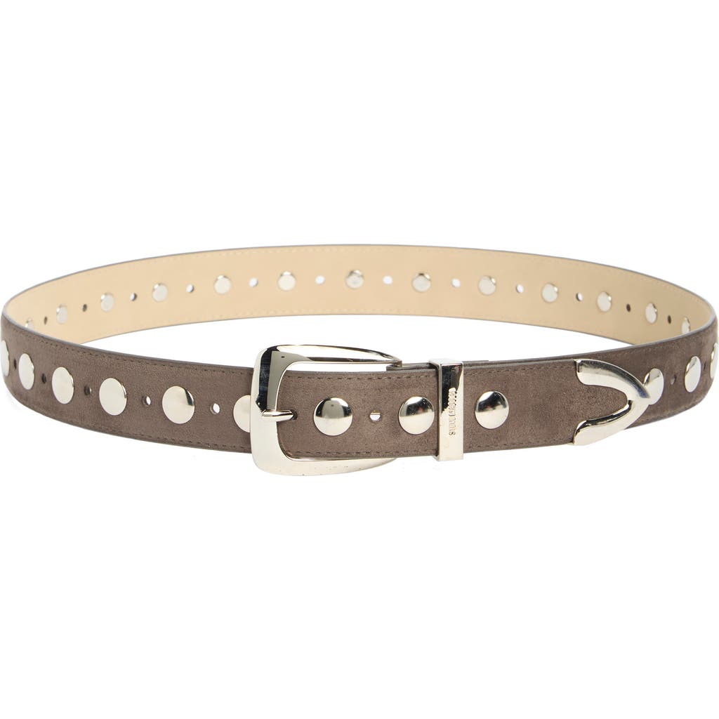 Steve Madden Studded Faux Suede Belt In Brown